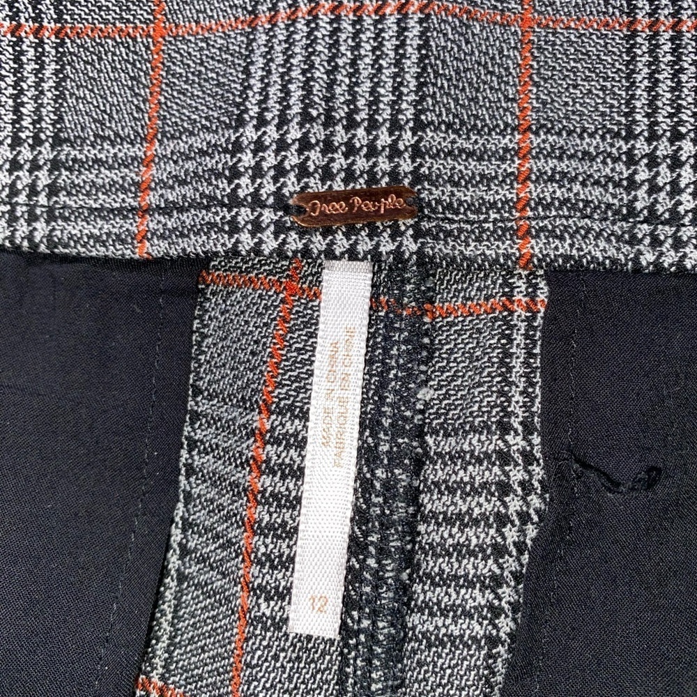 Free People Kick Flare Plaid Cropped High Rise Gray Trouser Pants Plaid Office - Picture 11 of 14